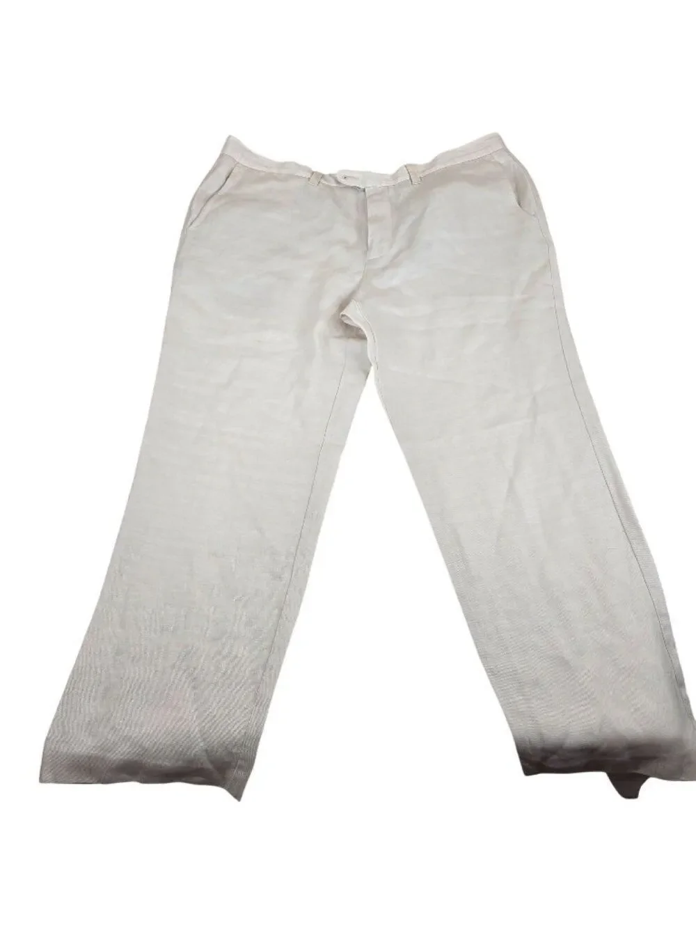 Tommy Bahama Mens Pants 35x32 Beige Linen Blend Relaxed Fit Flat Front